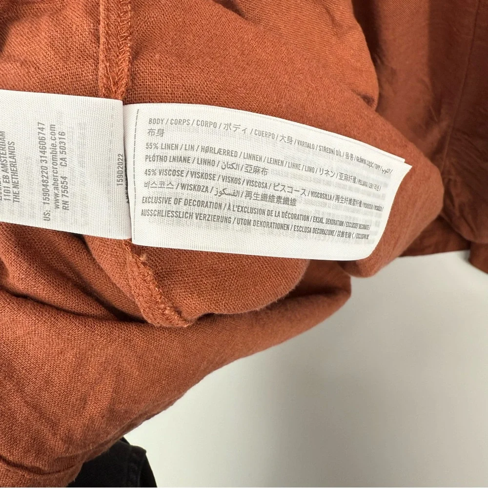 Abercrombie & Fitch Linen Viscose Asymmetrical Tiered Maxi Dress In Rust Brown